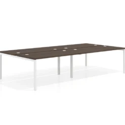 Mesa oficina multipuesto bench Kube doble, fondo 166 cm, estructura blanco