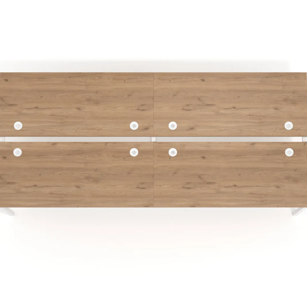 Mesa oficina multipuesto bench doble Kube, fondo 142cm, estructura blanco