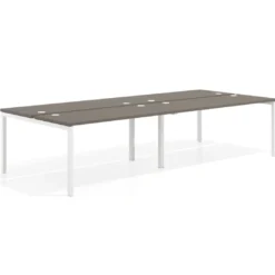 Mesa oficina multipuesto bench doble Kube, fondo 142cm, estructura blanco