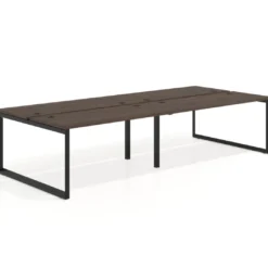 Mesa oficina multipuesto bench Delta doble, fondo 142cm, estructura negra