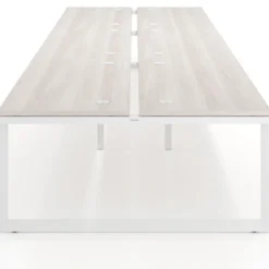 Mesa oficina multipuesto bench Delta triple, fondo 166cm estructura blanca