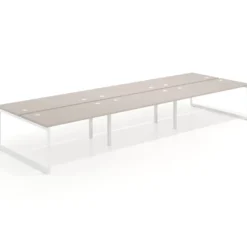 Mesa oficina multipuesto bench Delta triple, fondo 166cm estructura blanca