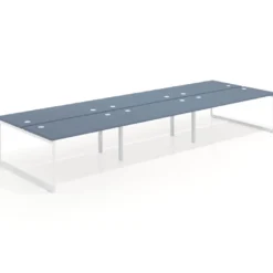 Mesa oficina multipuesto bench Delta triple, fondo 166cm estructura blanca