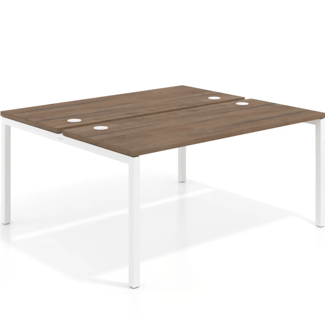 Mesa oficina multipuesto bench Kube fondo 142cm estructura blanca