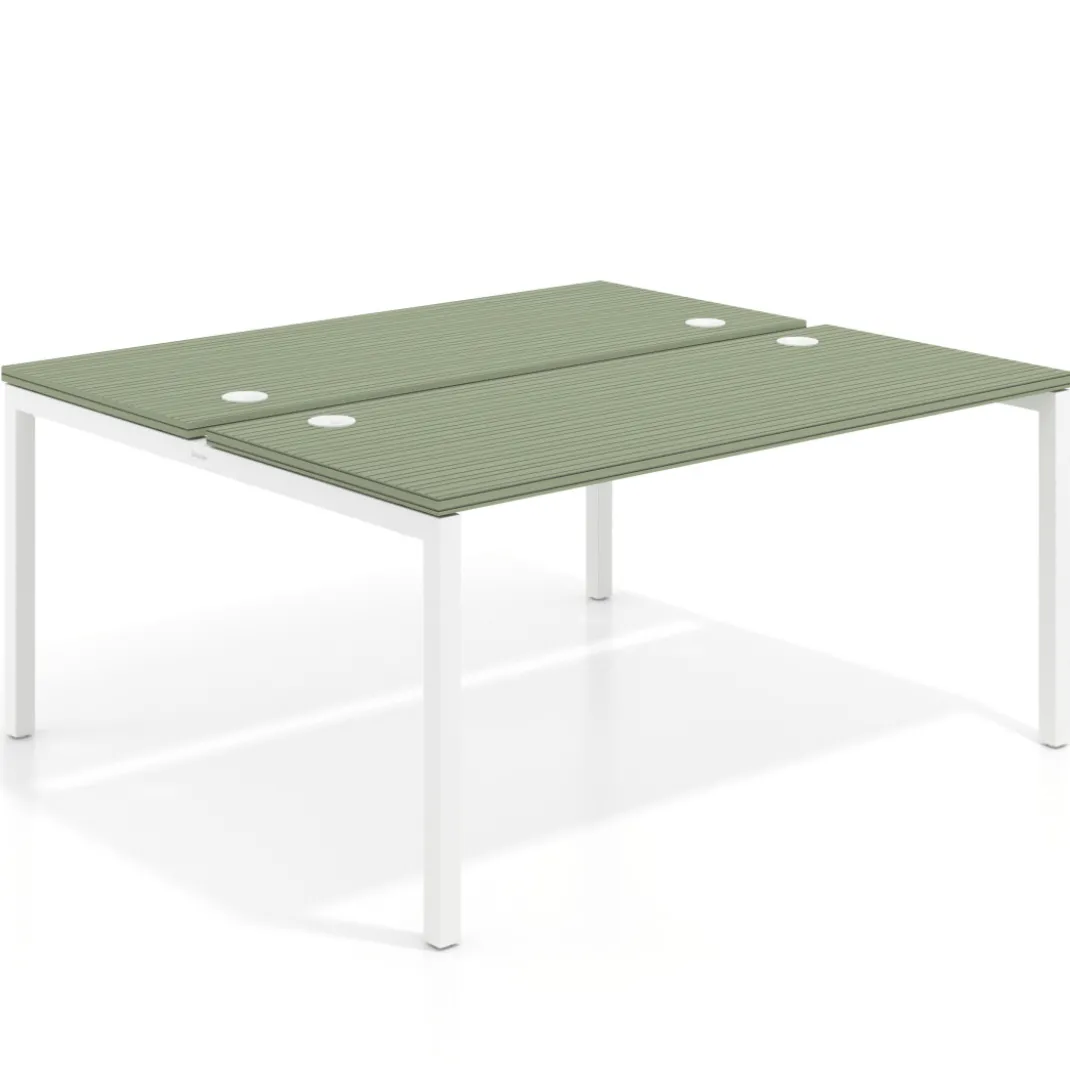 Mesa oficina multipuesto bench Kube fondo 142cm estructura blanca