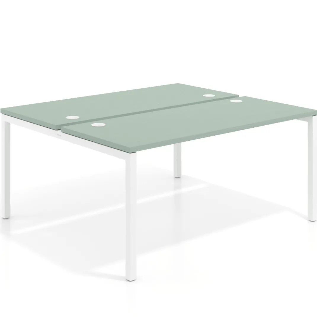 Mesa oficina multipuesto bench Kube fondo 142cm estructura blanca
