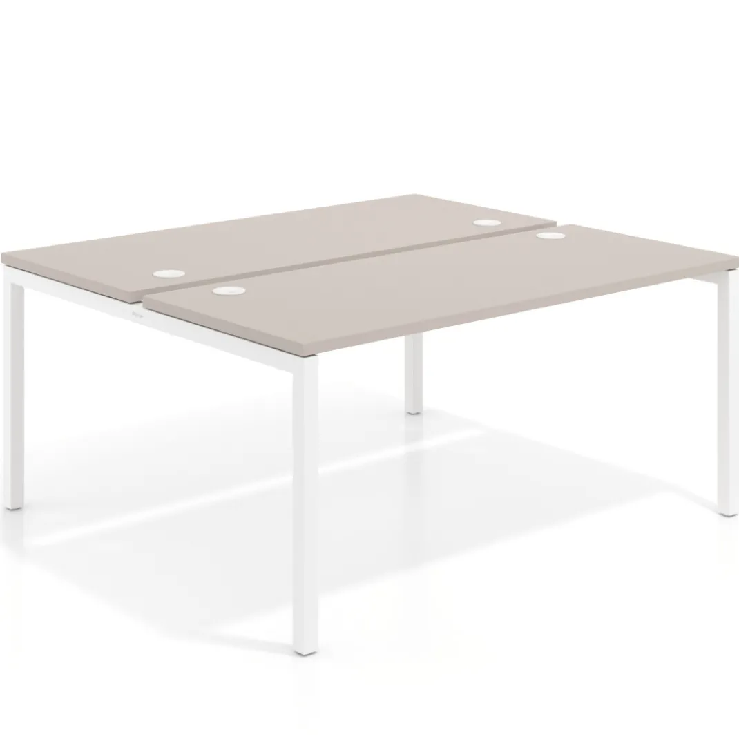 Mesa oficina multipuesto bench Kube fondo 142cm estructura blanca