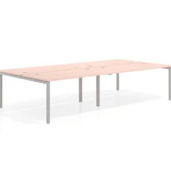 Mesa oficina multipuesto bench Kube doble, fondo 166 cm, estructura aluminio