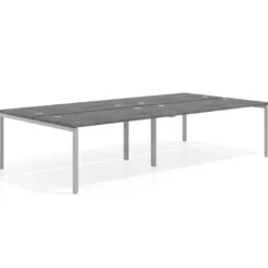 Mesa oficina multipuesto bench Kube doble, fondo 166 cm, estructura aluminio