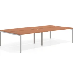 Mesa oficina multipuesto bench Kube doble, fondo 166 cm, estructura aluminio