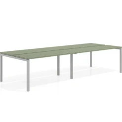 Mesa oficina multipuesto bench doble Kube, fondo 126 cm, estructura aluminio