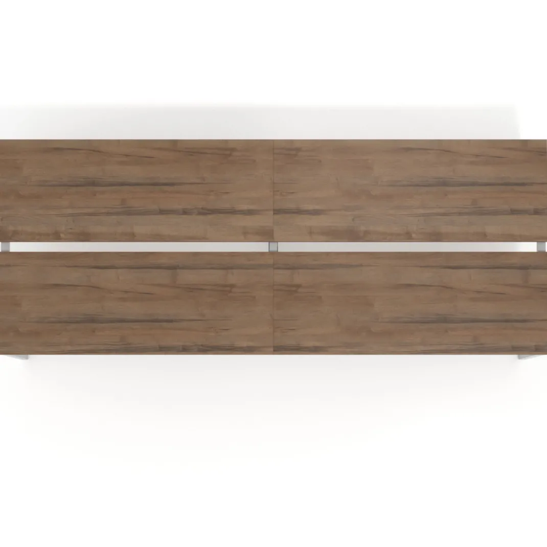 Mesa oficina multipuesto bench doble Kube, fondo 126 cm, estructura aluminio