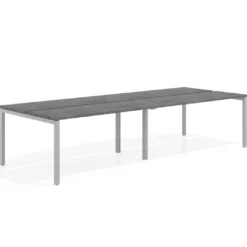 Mesa oficina multipuesto bench doble Kube, fondo 126 cm, estructura aluminio
