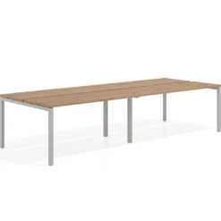 Mesa oficina multipuesto bench doble Kube, fondo 126 cm, estructura aluminio