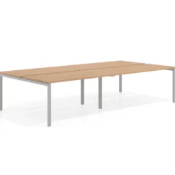 Mesa oficina multipuesto bench Kube doble, fondo 166 cm, estructura aluminio