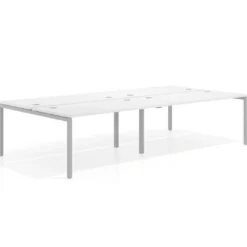 Mesa oficina multipuesto bench Kube doble, fondo 166 cm, estructura aluminio