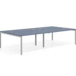 Mesa oficina multipuesto bench Kube doble, fondo 166 cm, estructura aluminio