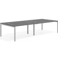 Mesa oficina multipuesto bench doble Kube, fondo 142cm, estructura aluminio
