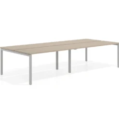 Mesa oficina multipuesto bench doble Kube, fondo 142cm, estructura aluminio