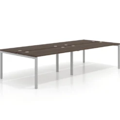 Mesa oficina multipuesto bench doble Kube, fondo 142cm, estructura aluminio