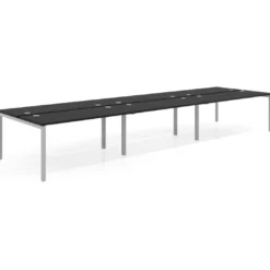 Mesa oficina multipuesto bench triple Kube, fondo 142cm, estructura aluminio