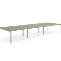 Mesa oficina multipuesto bench Kube triple, fondo 166 cm, estructura aluminio