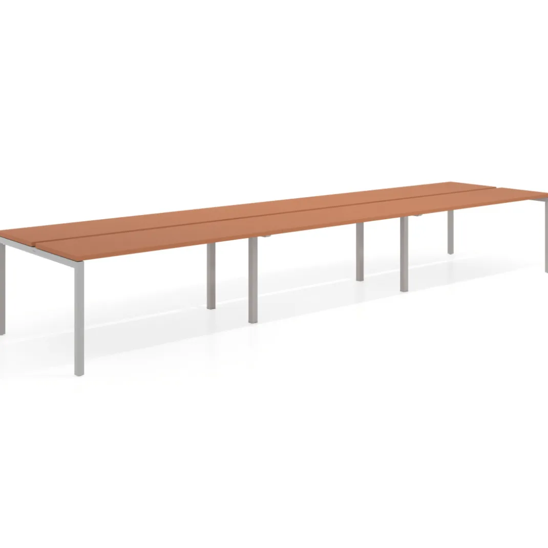 Mesa oficina multipuesto bench triple Kube, fondo 126 cm, estructura aluminio