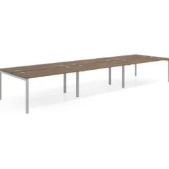 Mesa oficina multipuesto bench triple Kube, fondo 142cm, estructura aluminio