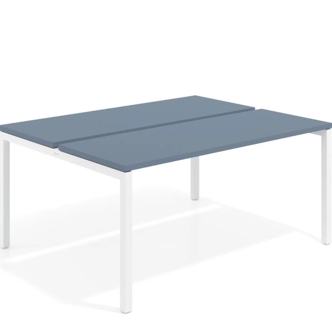 Mesa oficina multipuesto bench Kube fondo 126 cm estructura blanca