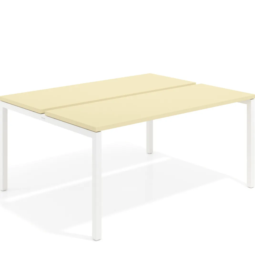 Mesa oficina multipuesto bench Kube fondo 126 cm estructura blanca