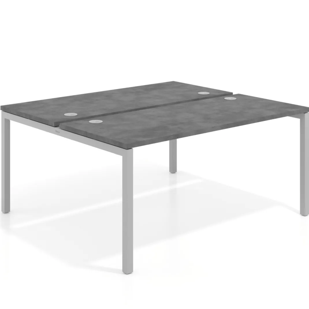 Mesa oficina multipuesto bench Kube fondo 142cm estructura aluminio