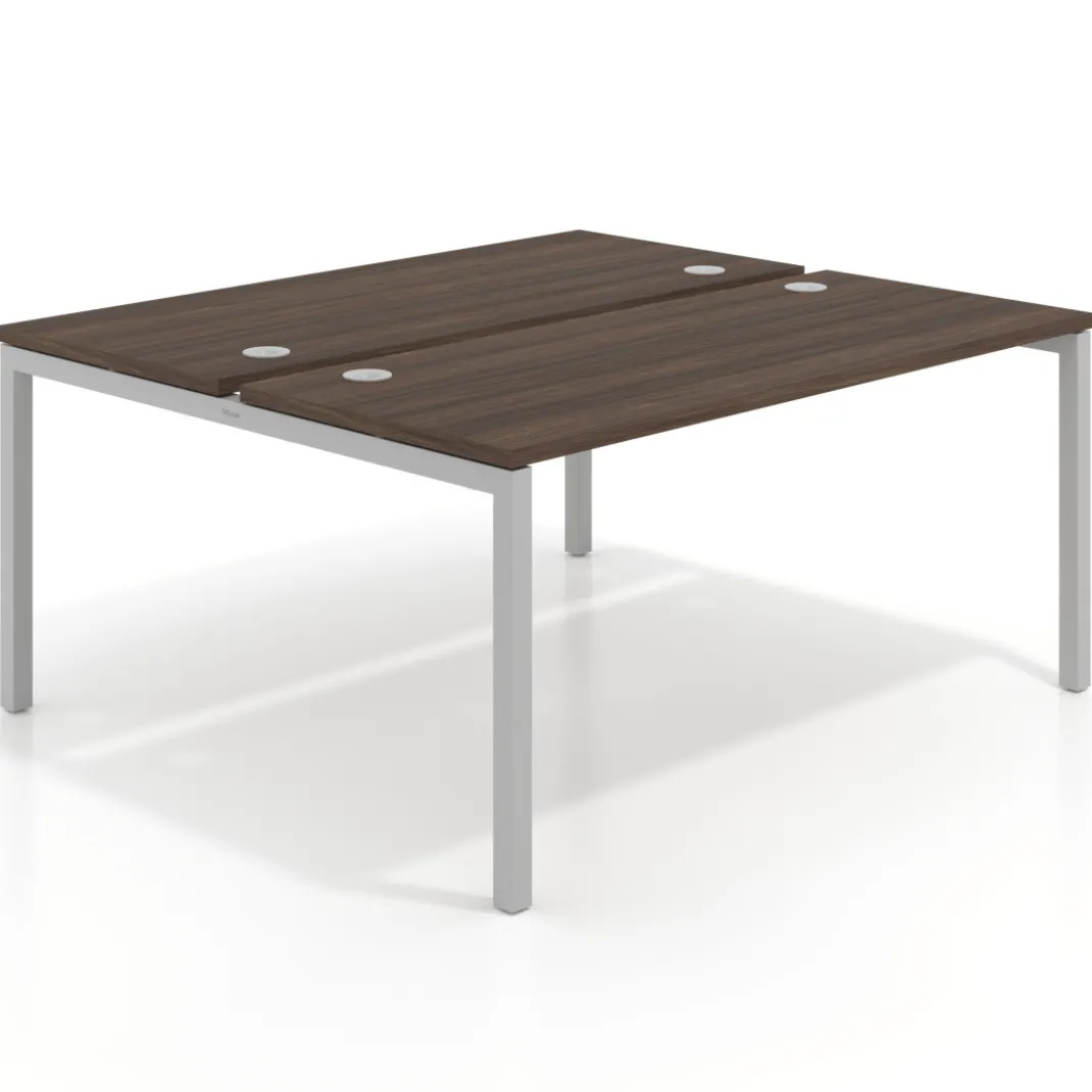 Mesa oficina multipuesto bench Kube fondo 142cm estructura aluminio