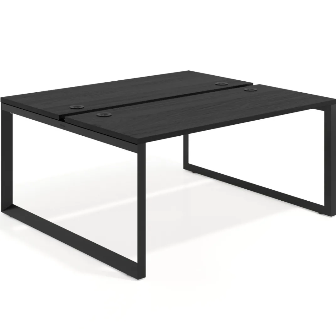 Mesa oficina multipuesto bench Delta fondo 142cm estructura negra