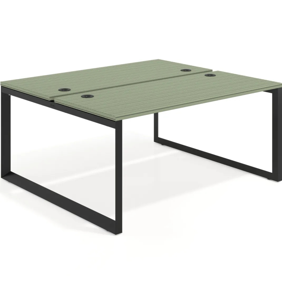 Mesa oficina multipuesto bench Delta fondo 142cm estructura negra