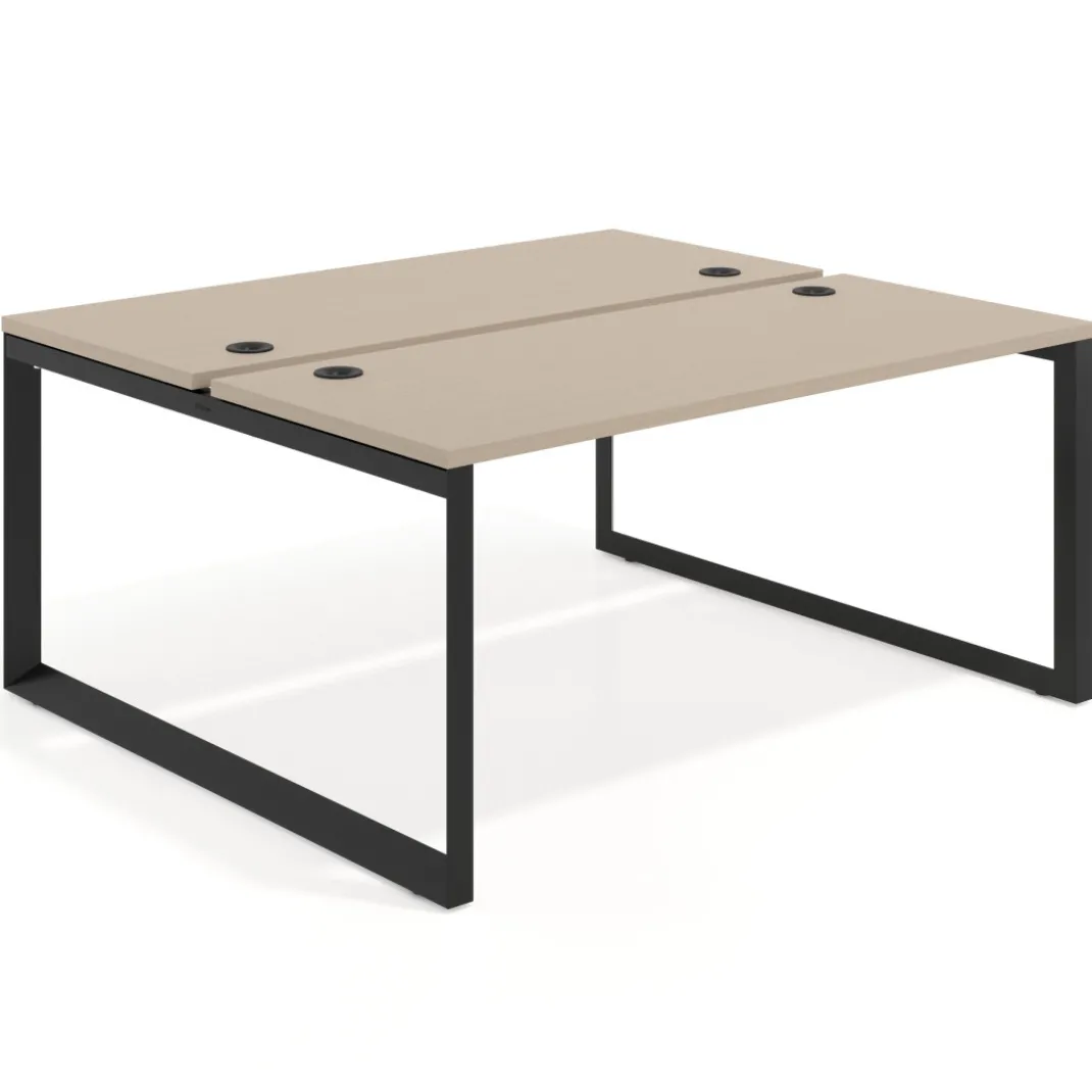 Mesa oficina multipuesto bench Delta fondo 142cm estructura negra