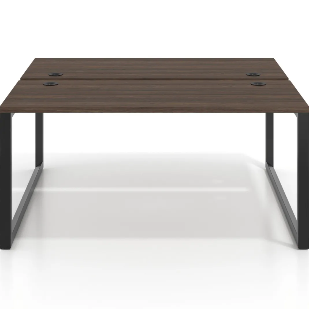Mesa oficina multipuesto bench Delta fondo 142cm estructura negra