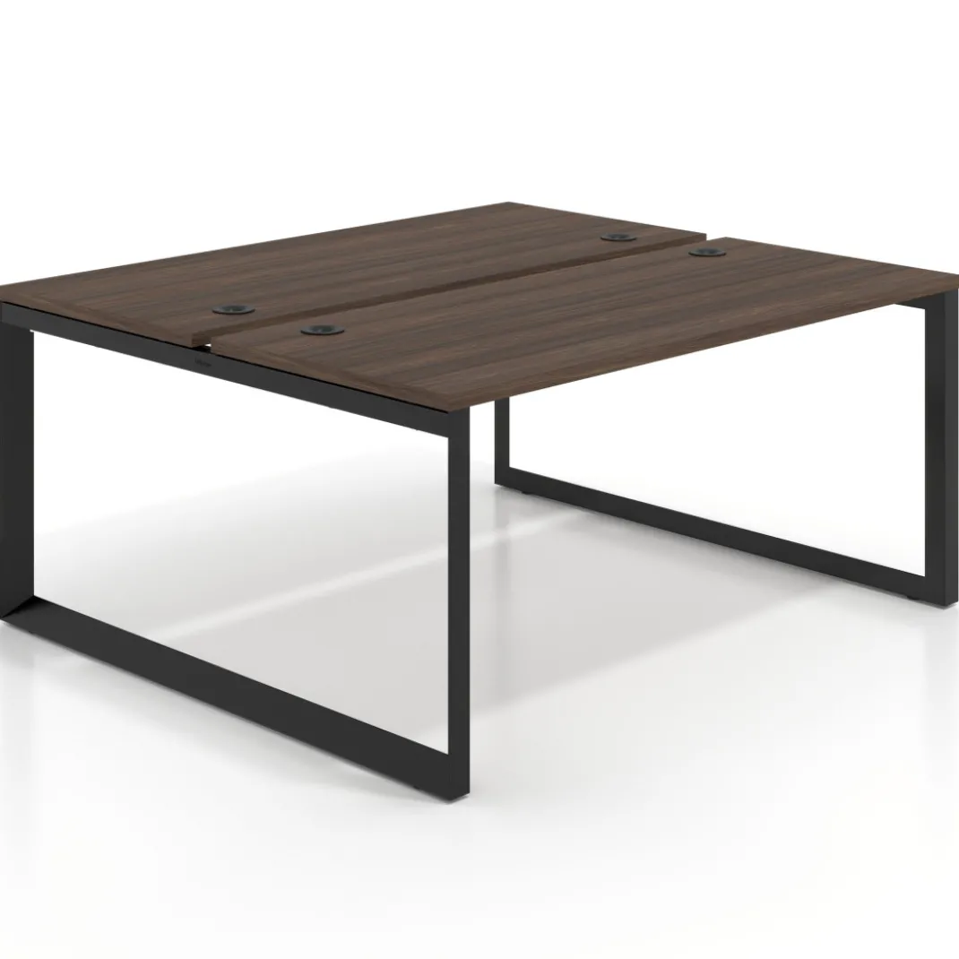 Mesa oficina multipuesto bench Delta fondo 142cm estructura negra