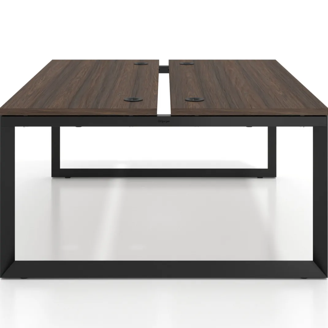 Mesa oficina multipuesto bench Delta fondo 142cm estructura negra