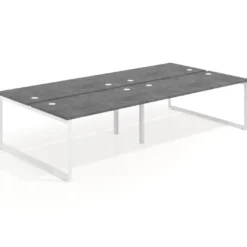 Mesa oficina multipuesto bench Delta doble, fondo 166cm estructura blanca