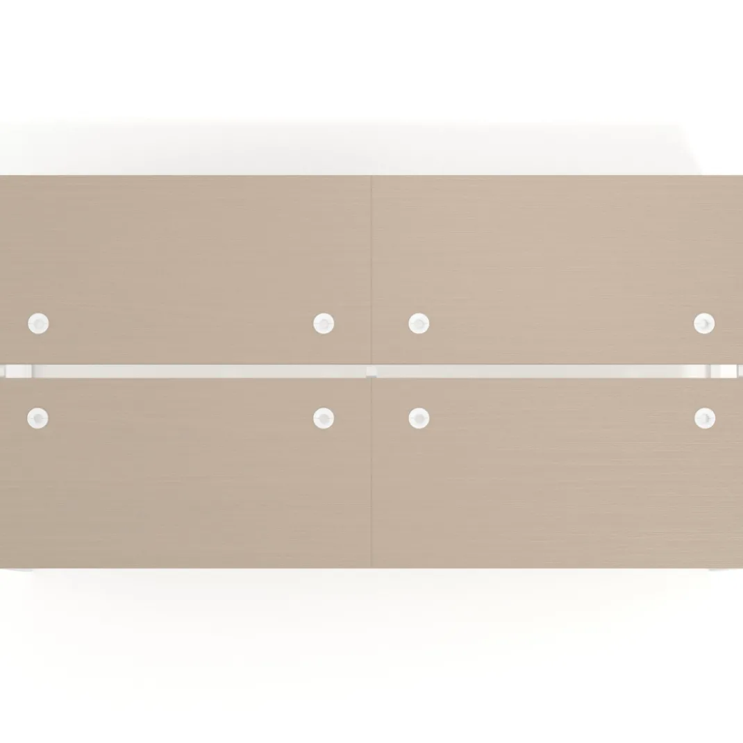 Mesa oficina multipuesto bench Delta doble, fondo 166cm estructura blanca