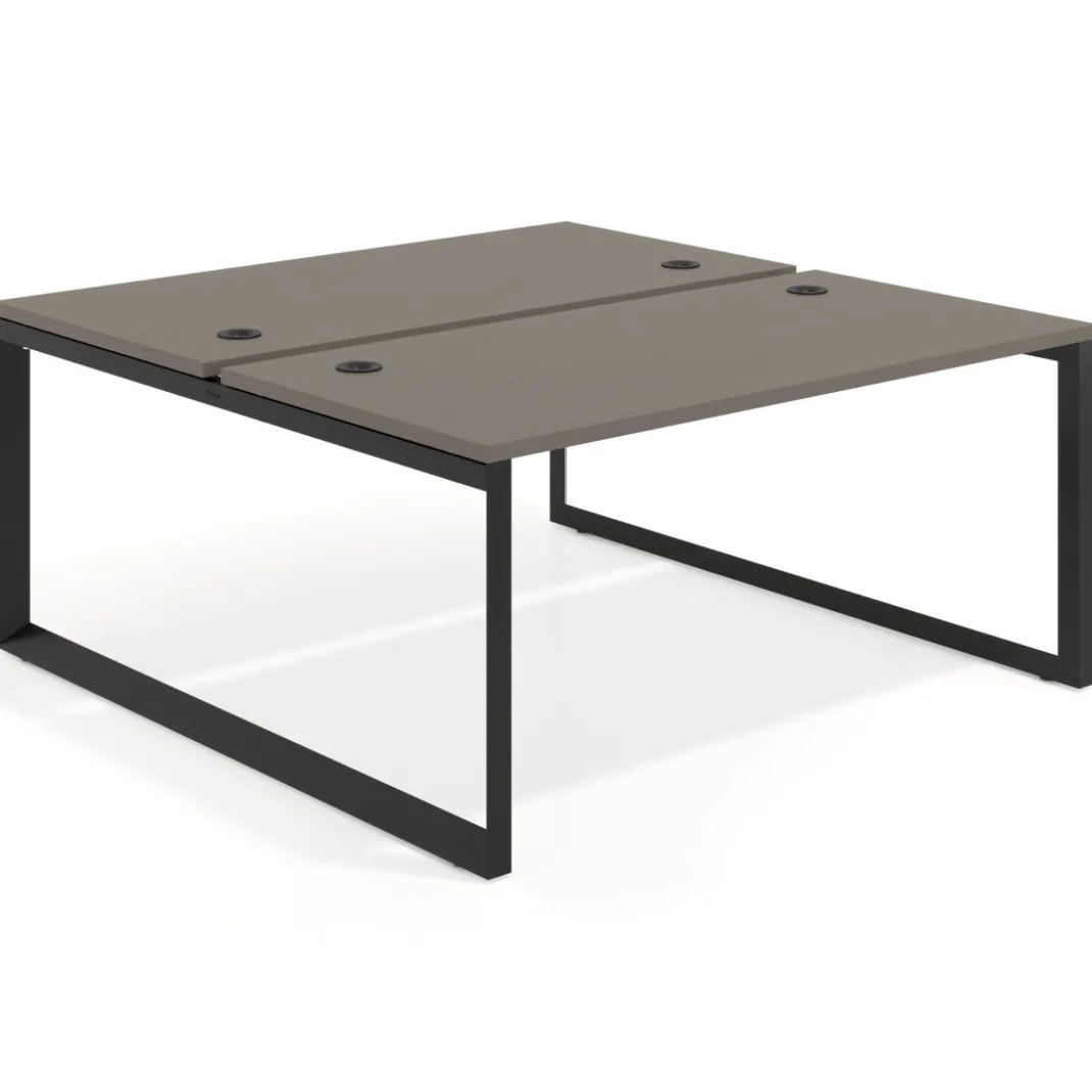 Mesa oficina multipuesto bench Delta fondo 166cm estructura negra