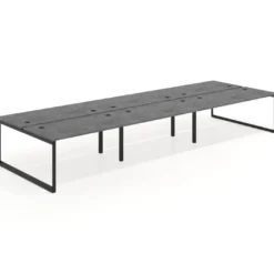 Mesa oficina multipuesto bench Delta triple, fondo 166cm estructura negra