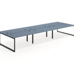 Mesa oficina multipuesto bench Delta triple, fondo 166cm estructura negra