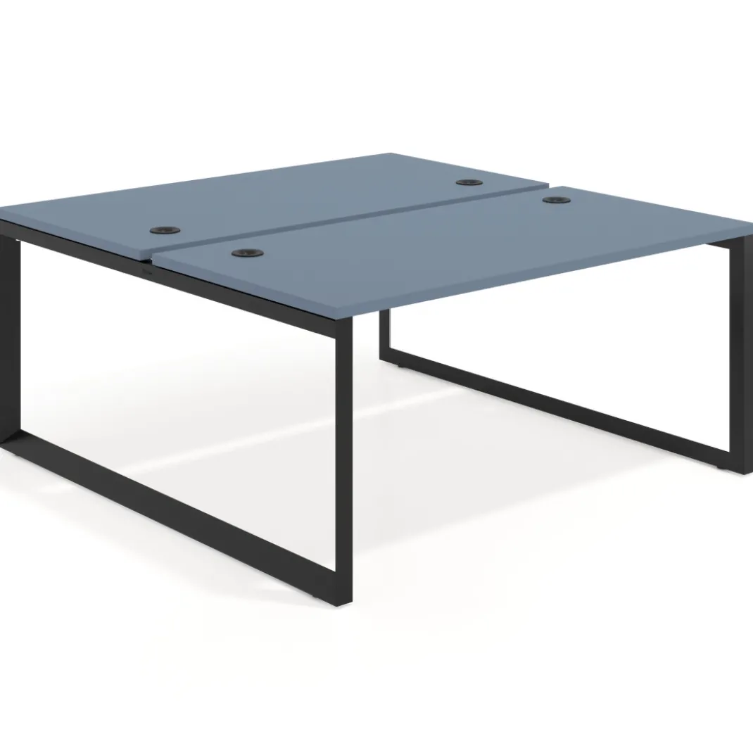 Mesa oficina multipuesto bench Delta fondo 166cm estructura negra