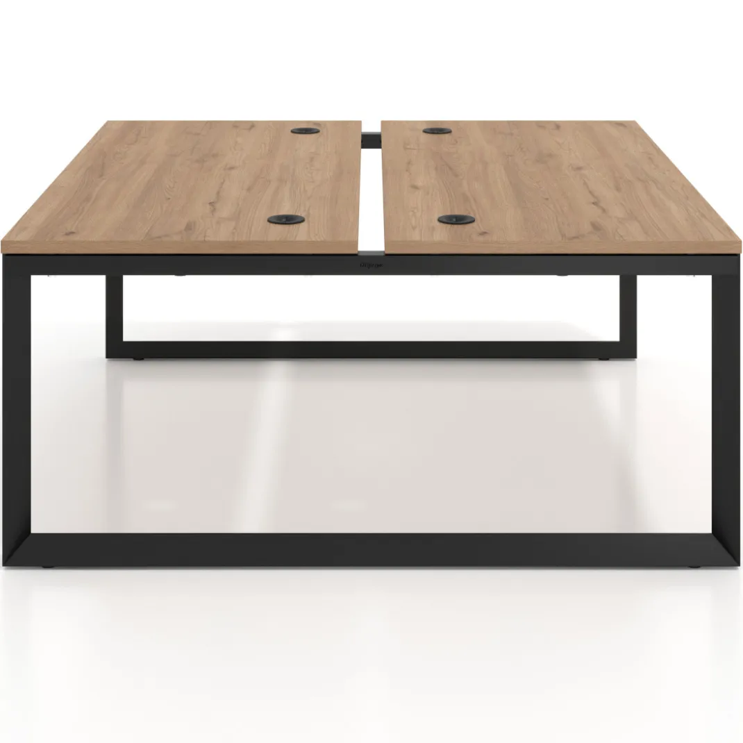 Mesa oficina multipuesto bench Delta fondo 166cm estructura negra