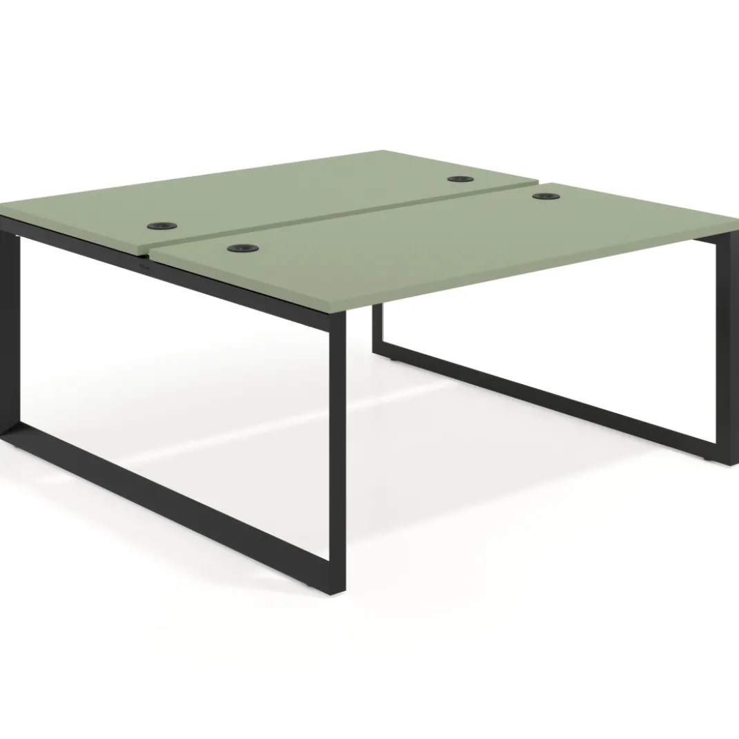 Mesa oficina multipuesto bench Delta fondo 166cm estructura negra