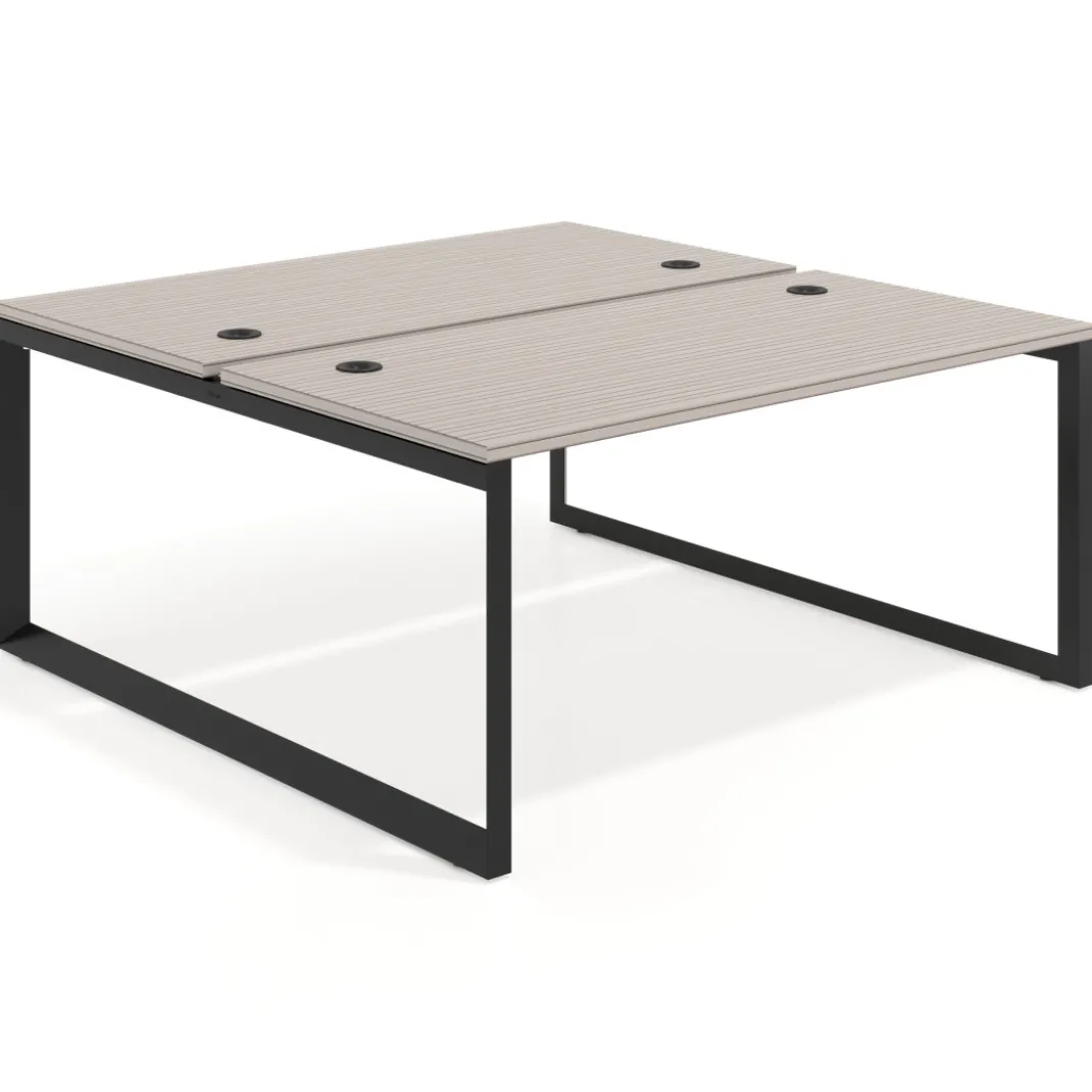 Mesa oficina multipuesto bench Delta fondo 166cm estructura negra