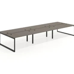 Mesa oficina multipuesto bench Delta triple, fondo 166cm estructura negra