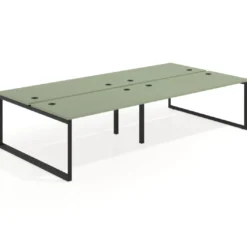Mesa oficina multipuesto bench Delta doble, fondo 166cm estructura negra