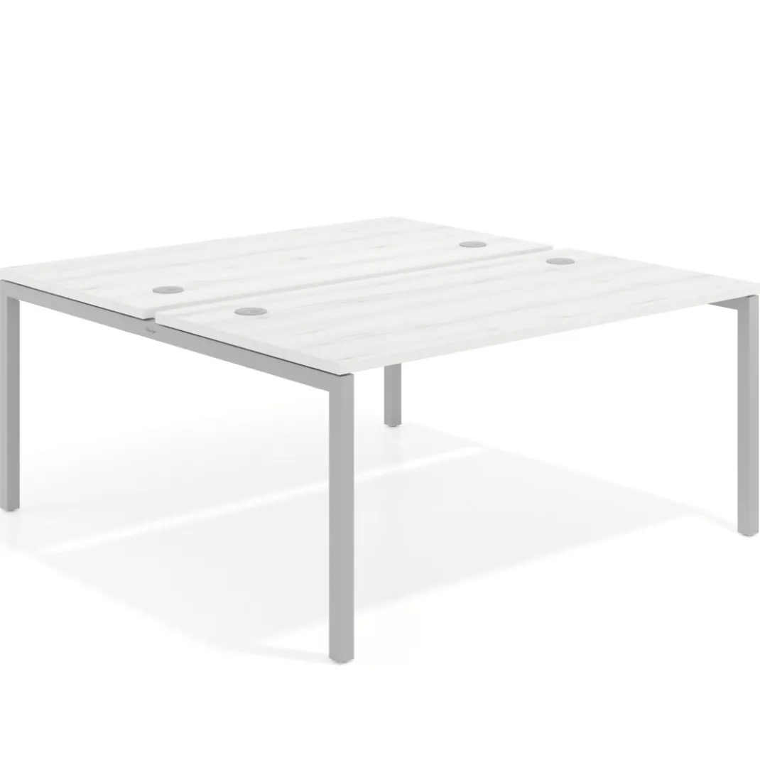 Mesa oficina multipuesto bench Kube fondo 166 cm estructura aluminio